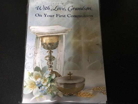 “ With Love, Grandson, On Your First Communion” - Card