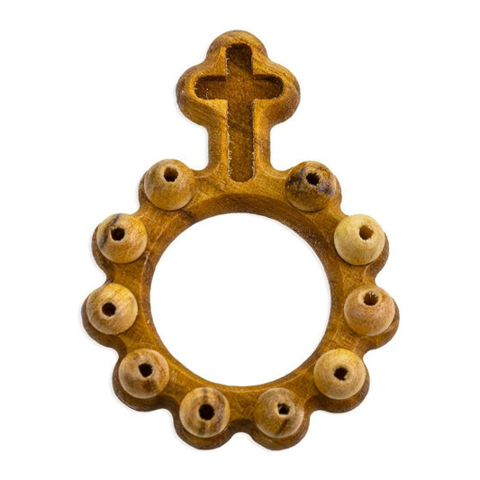 Olive Wood Carved Rosary Ring