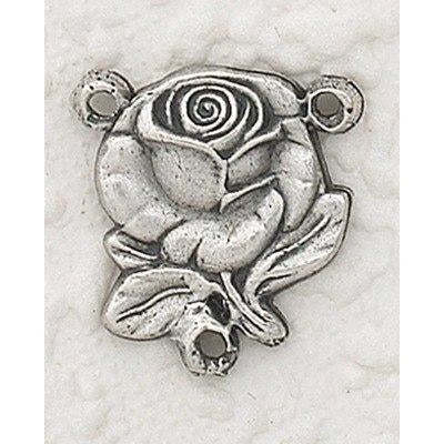 Rose Petal Rosary Center, Silver Tone