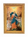 OUR LADY UNTIER OF KNOTS IN AN ANTIQUE GOLD FRAME WITH CARVED EDGE