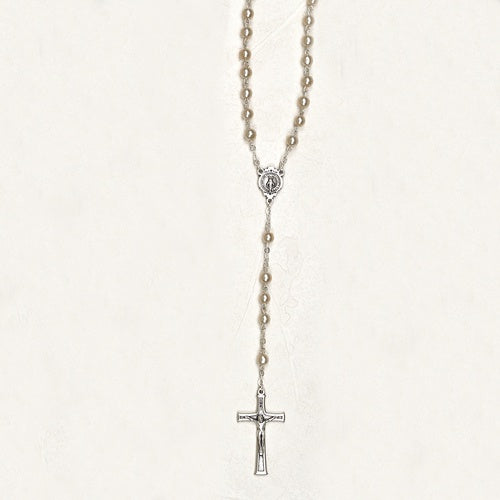 Champagne Imitation Pearl Bead Rosary