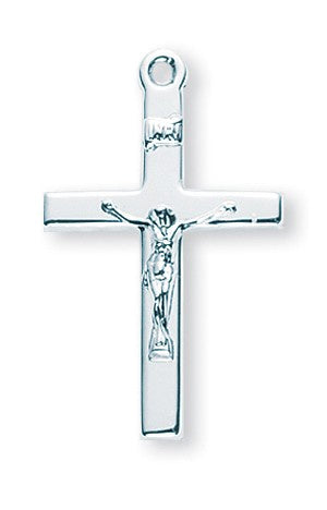 Sterling Silver High Polished Basic Crucifix - Necklace