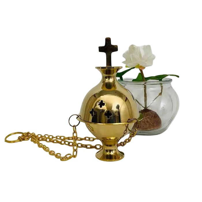 Incense Burner with Chains - Brass
