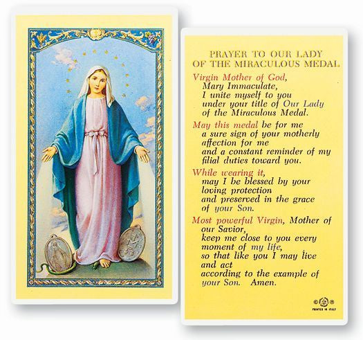 Prayer to Our Lady of the Miraculous Medal  Laminated Holy Card