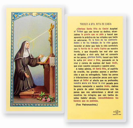 Triduo A St. Rita De Casia Estampita - St. Rita of Cascia Holy Card