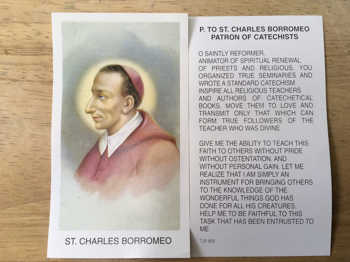 St. Charles Borromeo - Patron of Catechists - Holy Card (Limited)