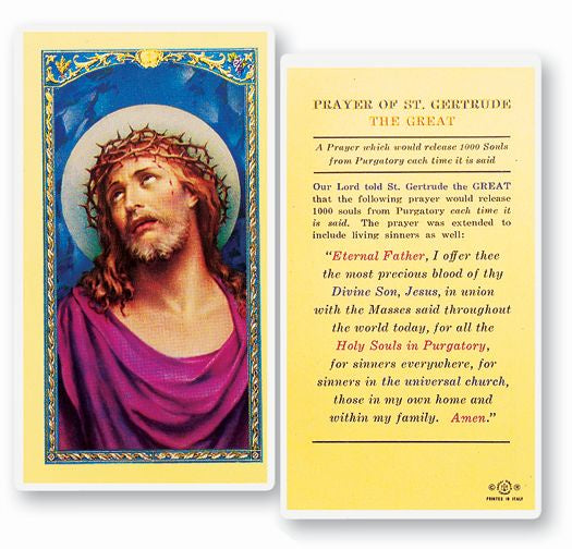 Prayer of Saint Gertrude The Great - Laminated Holy Card