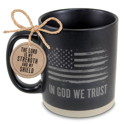 In God We Trust, Blacked Out US Flag - 16 oz Mug