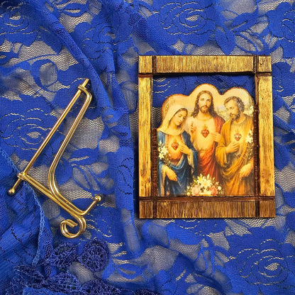 Handmade Wood Plaque with Gold Stand