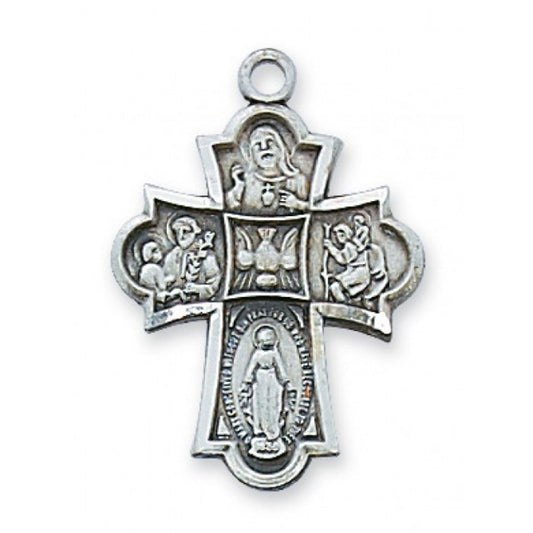 Sterling Silver 4-Way Cross - 18" Chain - Necklace