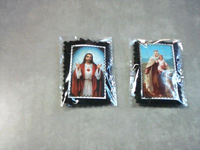 Brown wool scapular Sacred Heart of Jesus and Our Lady of Mount Carmel