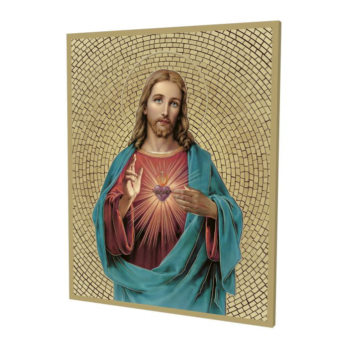 8" x 10" Gold Foil Mosaic Plaque of The Sacred Heart of Jesus – St ...