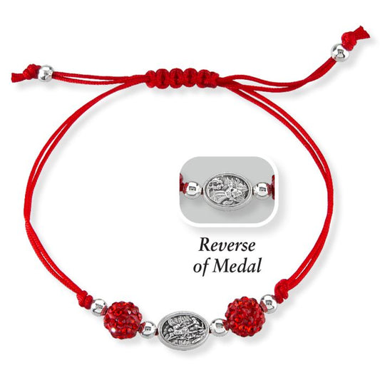 St. Michael Red Cord Bracelet with Medal