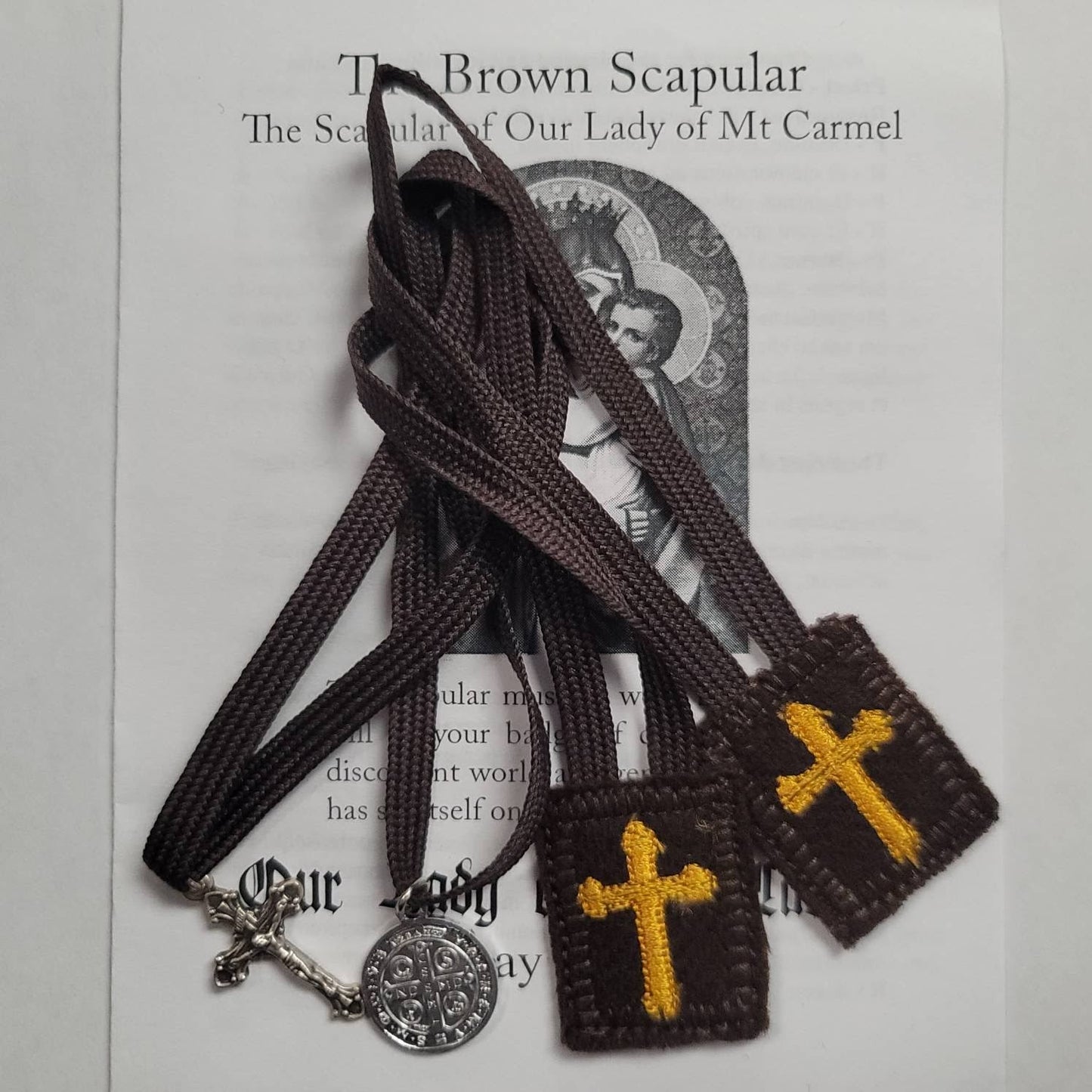 Crusader Cross, Brown Scapular with Medals