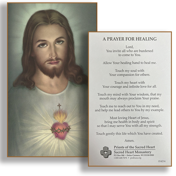 Sacred Heart of Jesus Prayer for Healing - 3.5" x 5.5" Holy Card