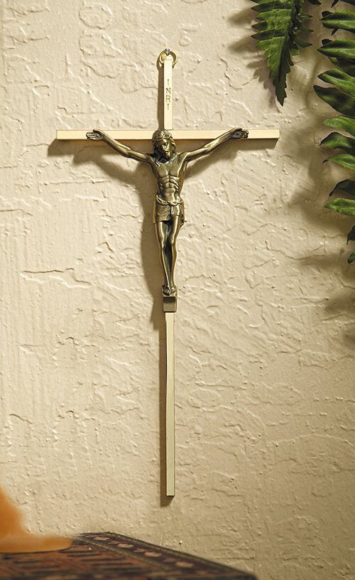 Brass Crucifix with Gold Finish Corpus - 10"