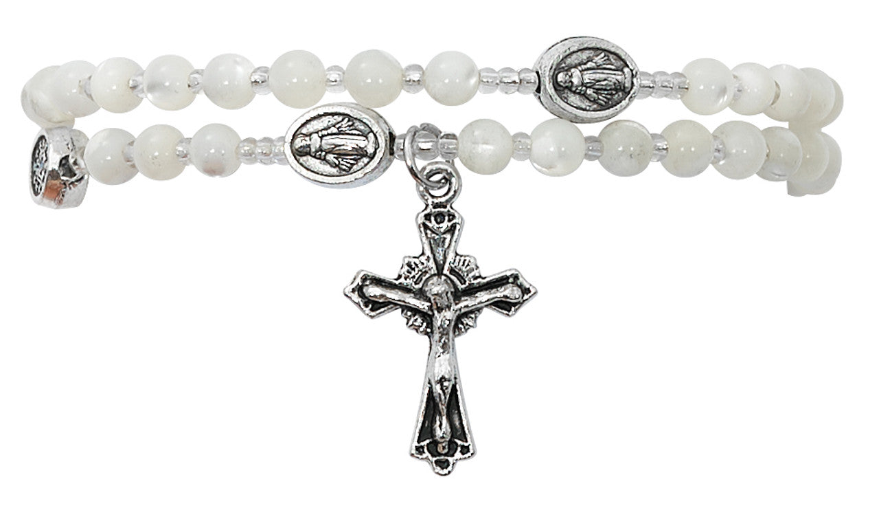 MOTHER OF PEARL TWIST ROSARY BRACELET