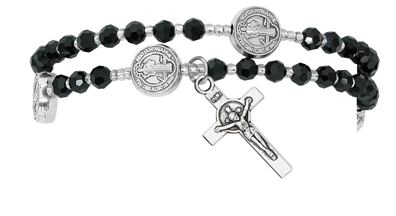 St. Benedict Black Bead Twistable Bracelet