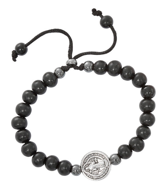 St. Benedict Black Wood Bead Bracelet