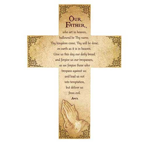 12" Wood Cross With Our Father Prayer