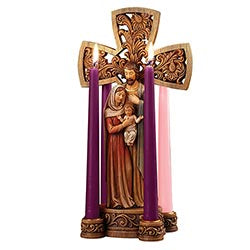 Holy Family Advent Candleholder with Cross - *Candles not Included*