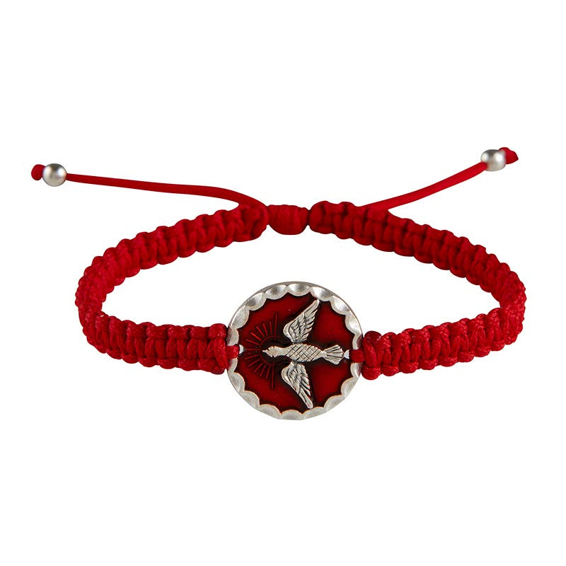 Dove Braided Bracelet, Red Cord