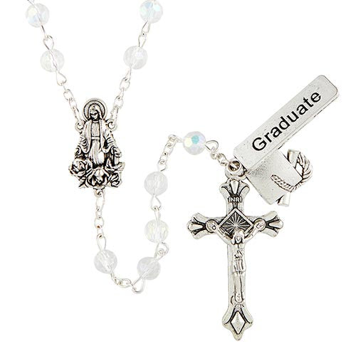 Graduation Rosary In Crystal Or Black Beads