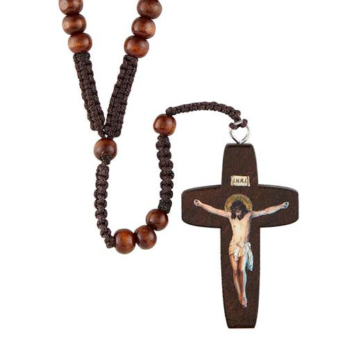 Brown Wood Bead Rosary