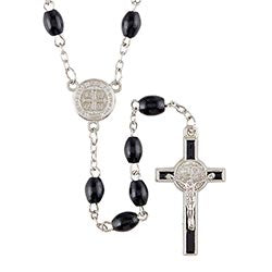 Black St. Benedict Rosary Large Oval Beads