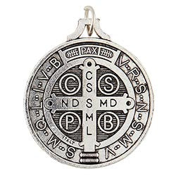 St. Benedict Silver Tone Medal - 1.25" diameter