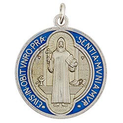 Blue, Red And Silver Saint Benedict Medal - 1.25"  diameter