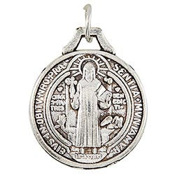 Silver St. Benedict Medal with rounded shape