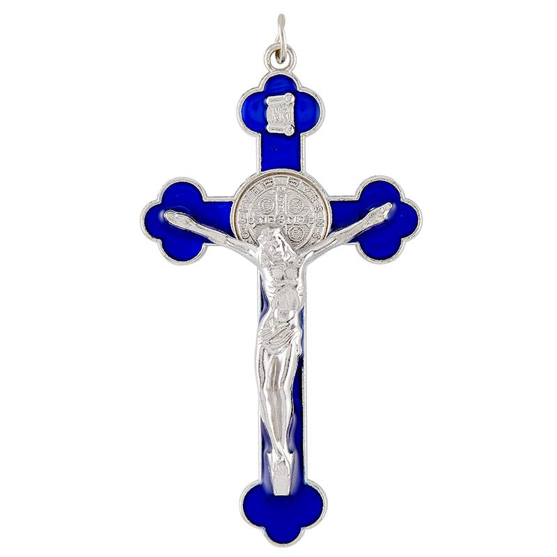 St. Benedict Crucifix with Blue Enamel Inlay