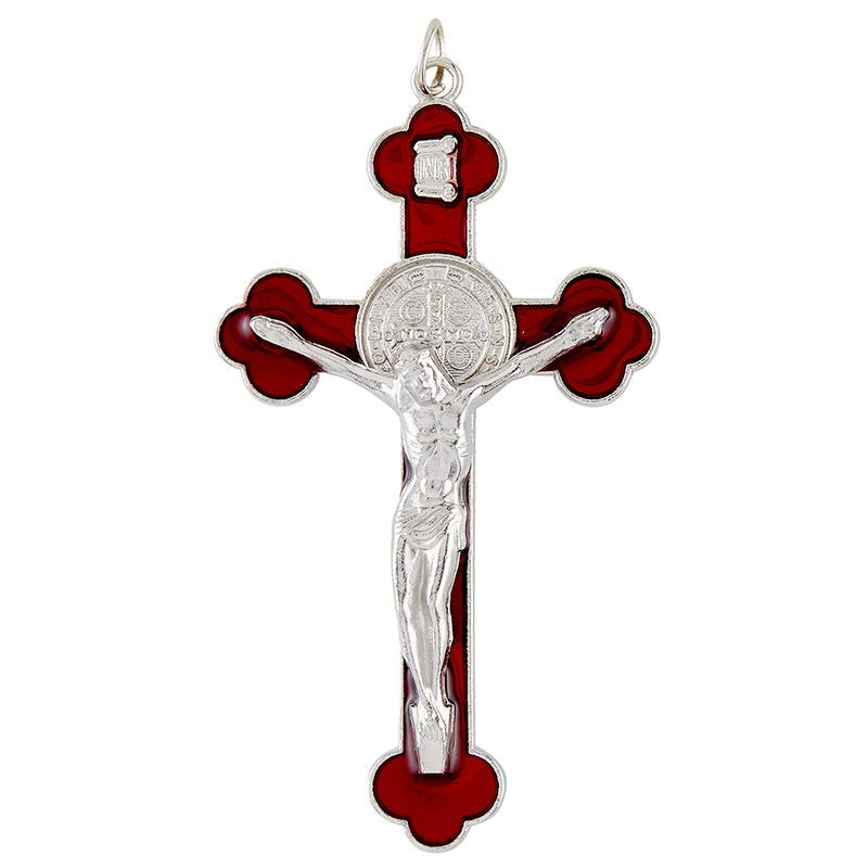 St. Benedict Crucifix with Red Enamel Inlay - 3 inches