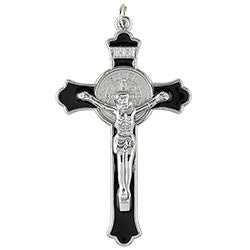 St. Benedict Crucifix with Ceramic Inlay in Brown or Black