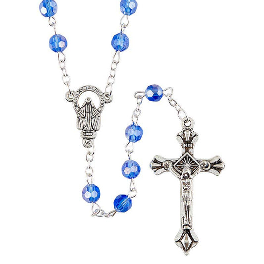 Light Blue Glass Bead Rosary