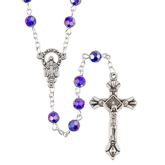 Dark Blue Glass Bead Rosary