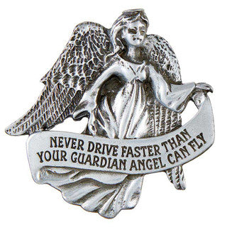 Visor Clip Angel "Never Drive Faster Than Your Guardian Angel Can Fly"