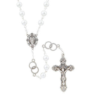 Wedding Rosary With Intertwining Rings - Available in Black or White