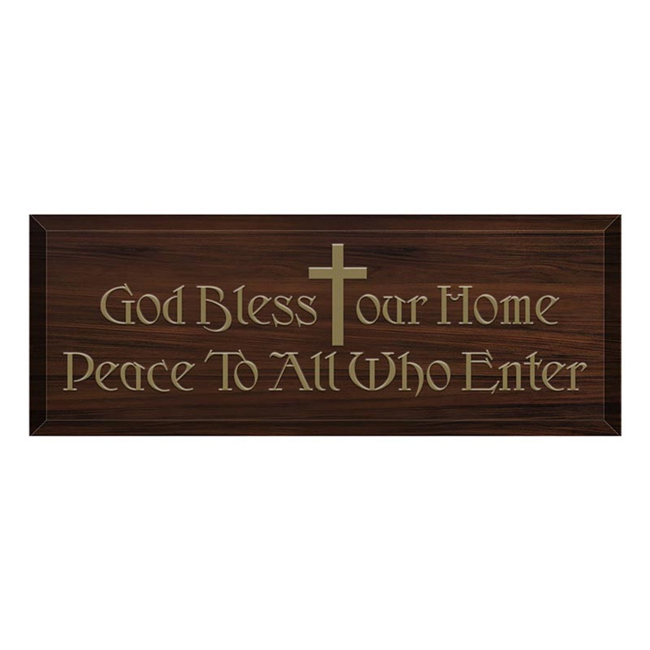 God Bless Our Home Wood Plaque With Cross