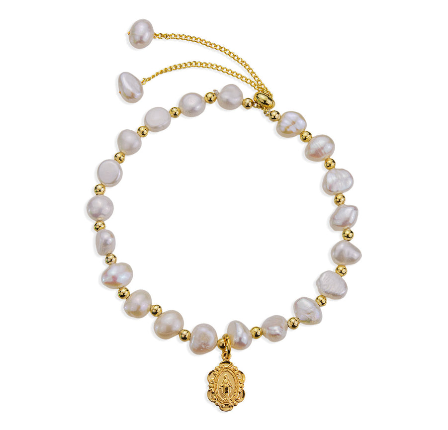 Miraculous Medal Pearl Bracelet