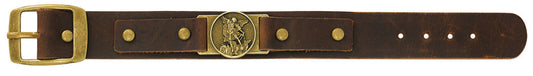 St. Michael Leather Buckle Bracelet