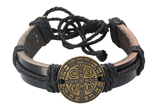 St. Benedict Leather Bracelet