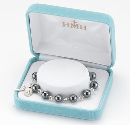 Hematite Bead, Sterling Rosary Bracelet