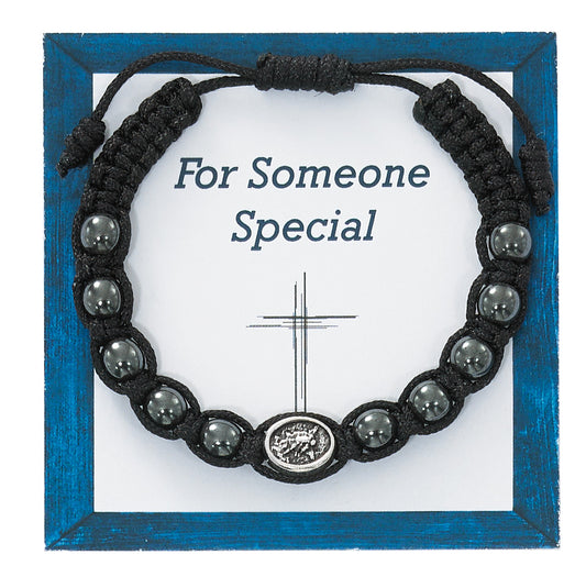 Hematite Bead St. MIchael Bracelet