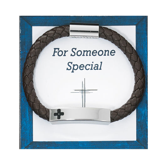 Leather Cross Bracelet