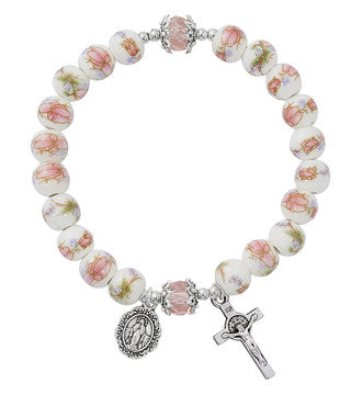 2 Decade Ceramic Bead Rosary Bracelet