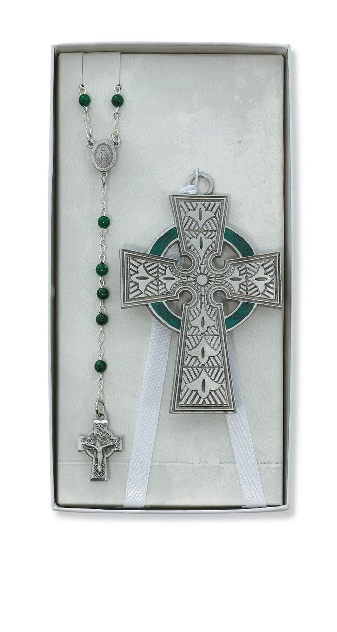 Irish Celtic Cross and Rosary Set