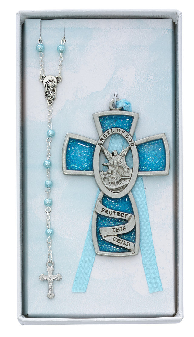Guardian Angel Cross and Rosary Set