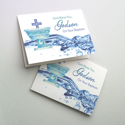 God Bless You, Godson On Your Baptism Greeting Card